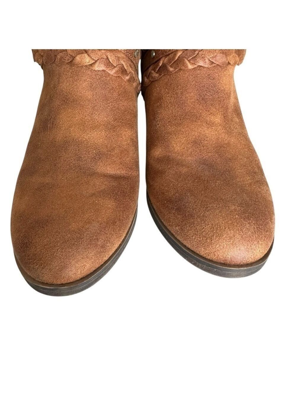 Sugar Tinworker Cognac Faux Suede Heeled Brown Zip Up Ankle Booties Women’s 8.5M - Picture 7 of 9